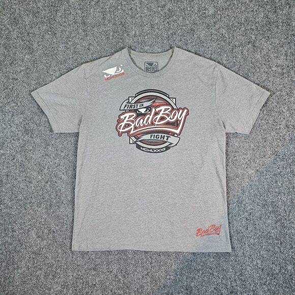 Vintage USA Bad Boy Pro Series "First In Fight" Graphic Shirt Gray‎ Men's Size L - Picture 1 of 7